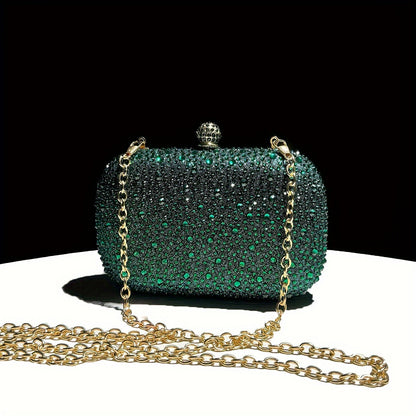 Emerald Green Handbag: Elegant Small Rhinestone Evening Purse