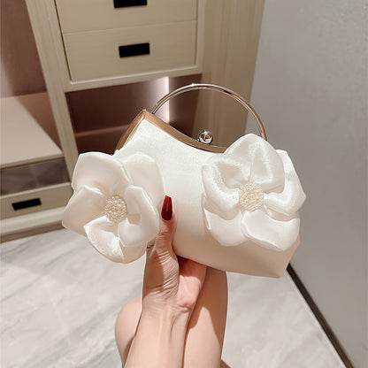 Elegant White Floral Evening Bag for Weddings and Events