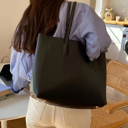 Stylish Large Capacity Tote Bag with Embroidered Design