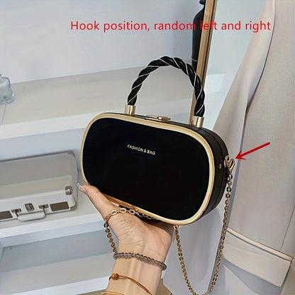 Trendy Oval Shape Mini Crossbody Bag with Braided Handle