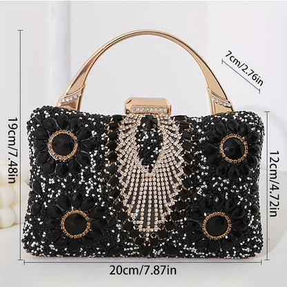 Sunflower Rhinestone Evening Clutch: Perfect Women's Party Purse