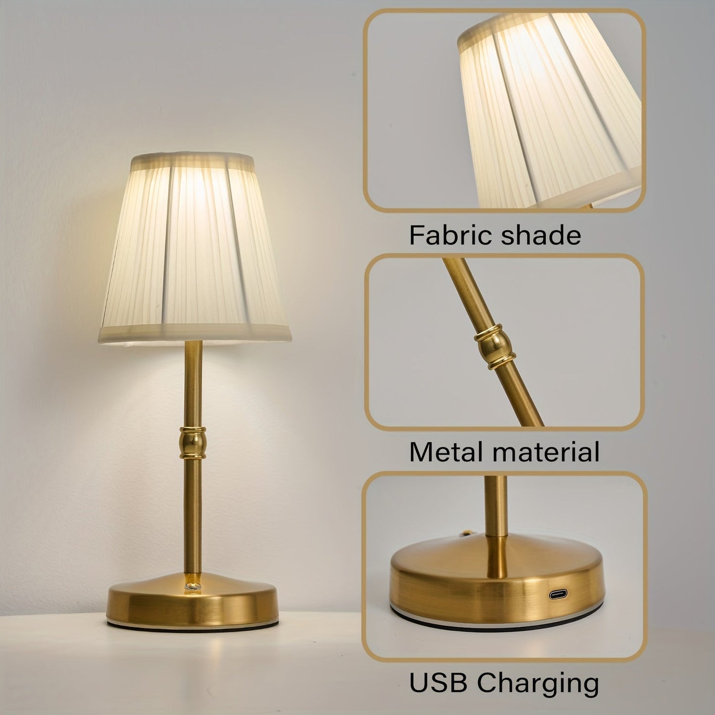 Dimmable Cordless LED Table Lamp with Rechargeable Battery