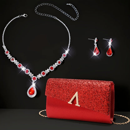 Elegant Sequin Evening Bag Set: Clutch and Crossbody Purse