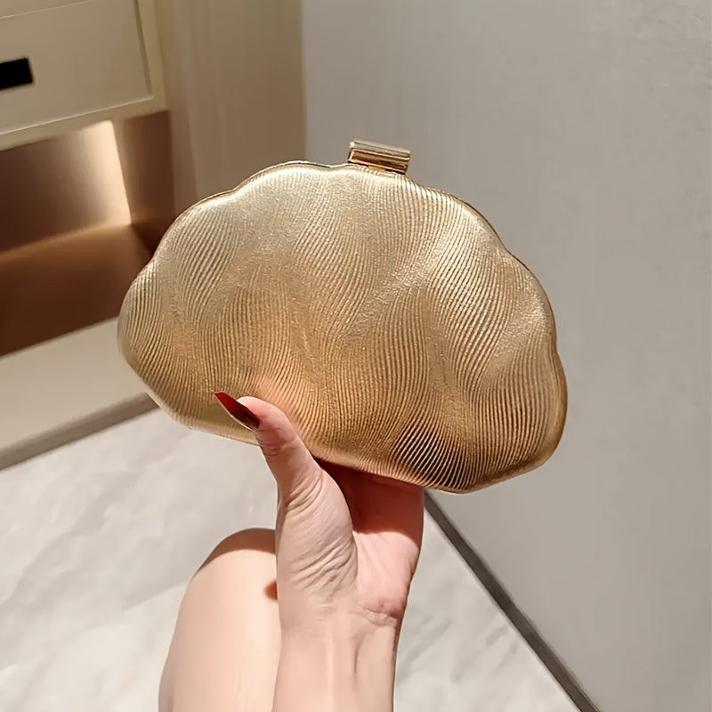 Elegant Golden Clutch Evening Bag with Pearlized Finish