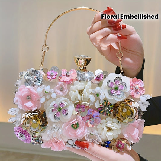 Elegant Floral Clutch Purse for Women's Evening Events