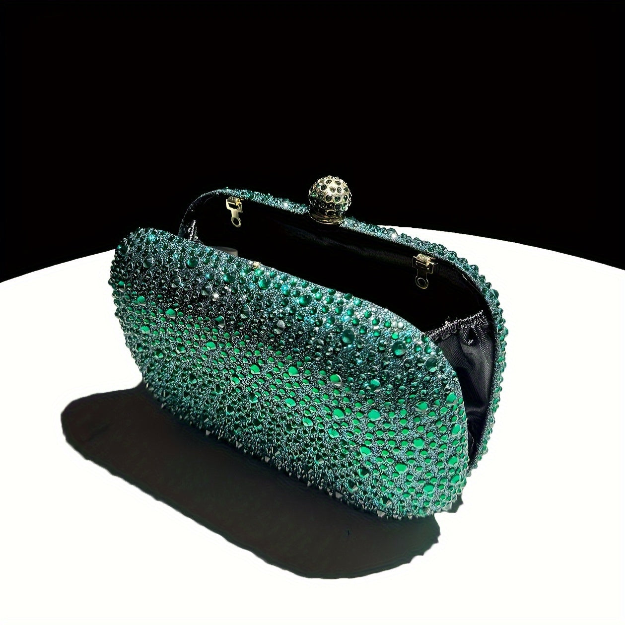 Emerald Green Handbag: Elegant Small Rhinestone Evening Purse