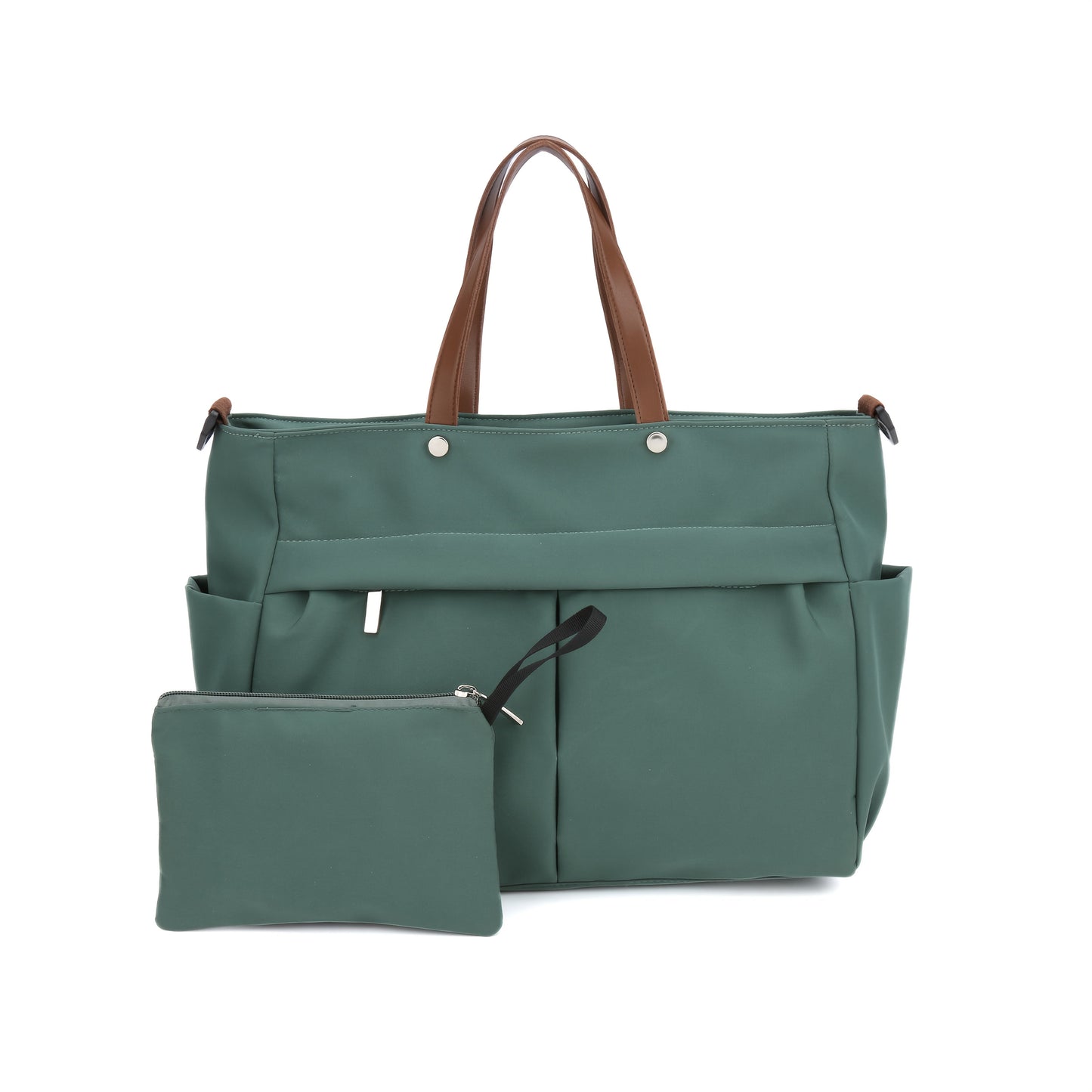 Chic Women's Nylon Tote Bag with Zip Closure and Pockets