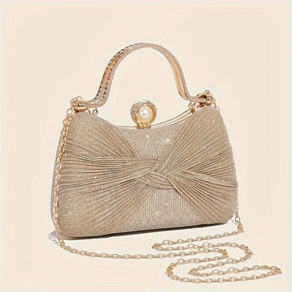 Elegant golden clutch purse with detachable strap for events