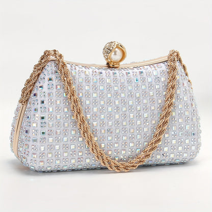Elegant evening crossbody bag with sparkling rhinestones for parties