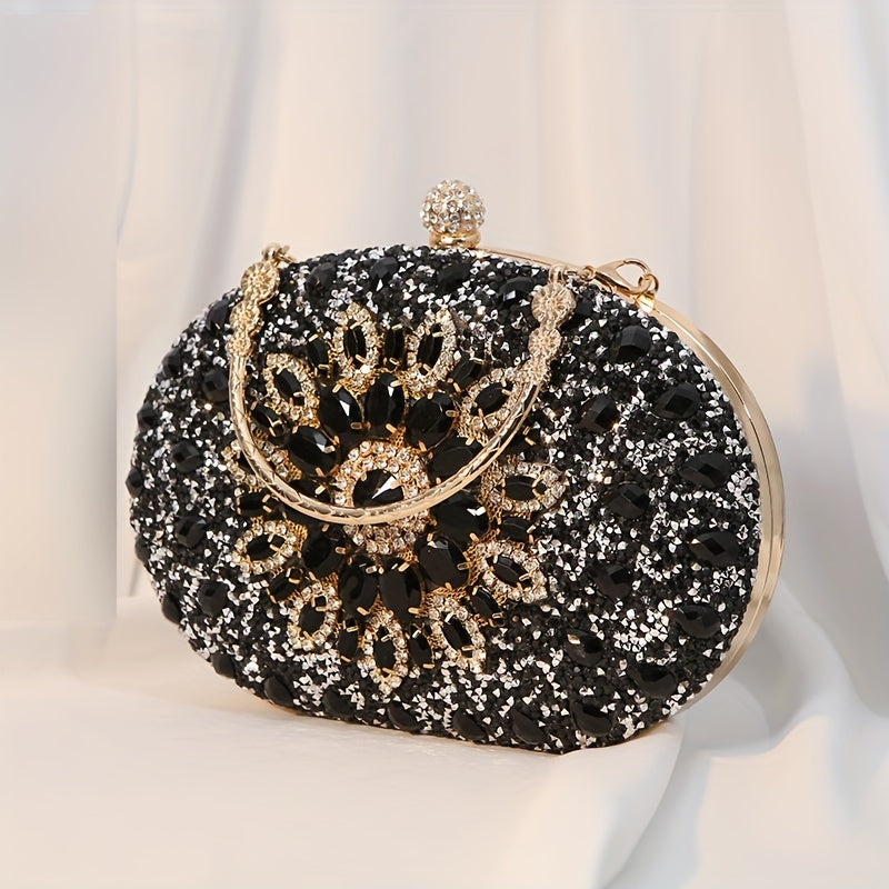 Sunflower Rhinestone Evening Clutch: Perfect Women's Party Purse