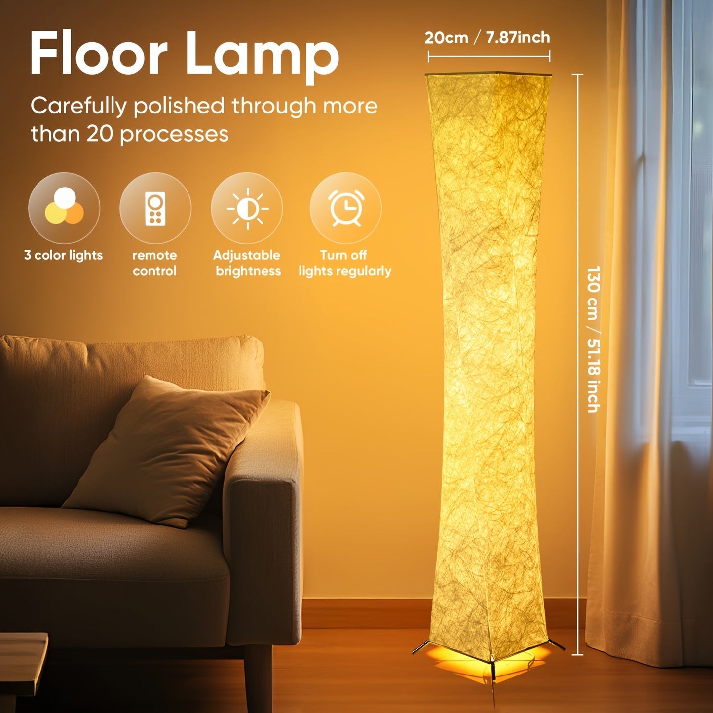 Stylish Dimmable LED Floor Lamp with USB and Warm Light
