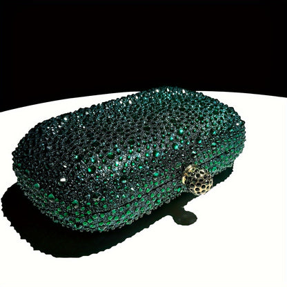 Emerald Green Handbag: Elegant Small Rhinestone Evening Purse