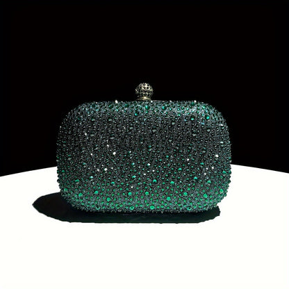 Emerald Green Handbag: Elegant Small Rhinestone Evening Purse
