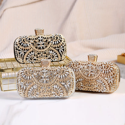 Hollow Rhinestone Flower Evening Bag: Luxury Wedding Party Clutch