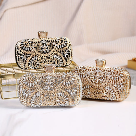 Hollow Rhinestone Flower Evening Bag: Luxury Wedding Party Clutch