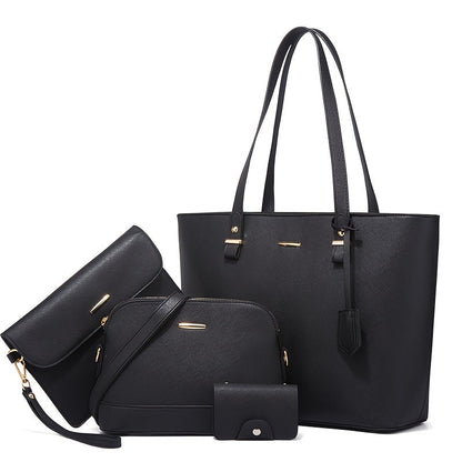 Chic 4-Piece Solid Color Tote Bag Set with Clutch