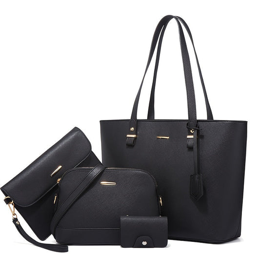 Chic 4-Piece Solid Color Tote Bag Set with Clutch