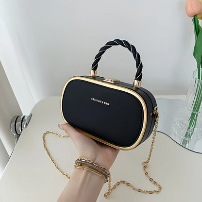 Trendy Oval Shape Mini Crossbody Bag with Braided Handle