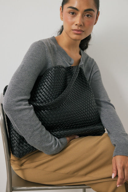 Stylish Elantra Braided Tote: Handwoven Vegan Leather Bag