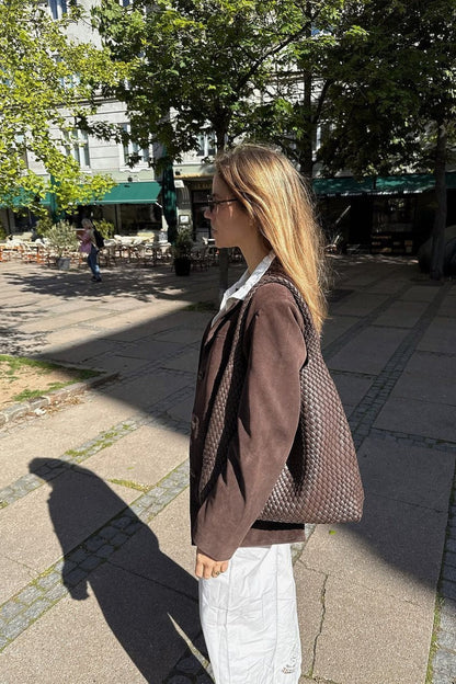 Stylish Elantra Braided Tote: Handwoven Vegan Leather Bag